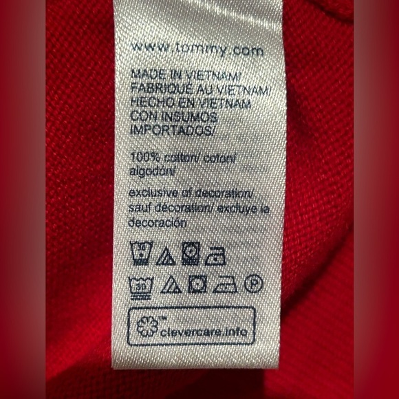 Tommy Hilfiger Women’s Red Embroidered Logo Cotton Pullover Sweater Size Small - Picture 6 of 6
